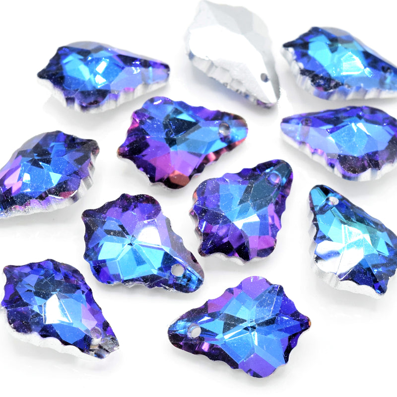 Faceted Glass Baroque Pendants Silver Plated - Blue / Purple