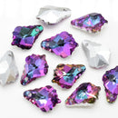 Faceted Glass Baroque Pendants Silver Plated - Green / Purple