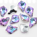 20 x Faceted Glass Baroque Pendants Silver Plated 11x16mm - Lilac / Blue