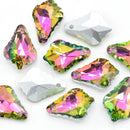 20 x Faceted Glass Baroque Pendants Silver Plated 11x16mm - Pink / Green