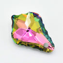 20 x Faceted Glass Baroque Pendants Silver Plated 11x16mm - Pink / Green