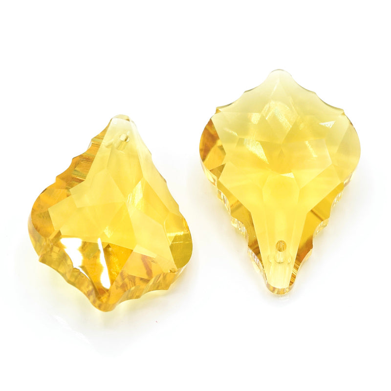 4 x Faceted Glass Baroque Pendants 38mm - Yellow