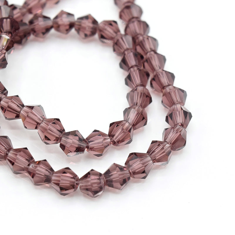 Faceted Bicone Glass Beads - Amethyst