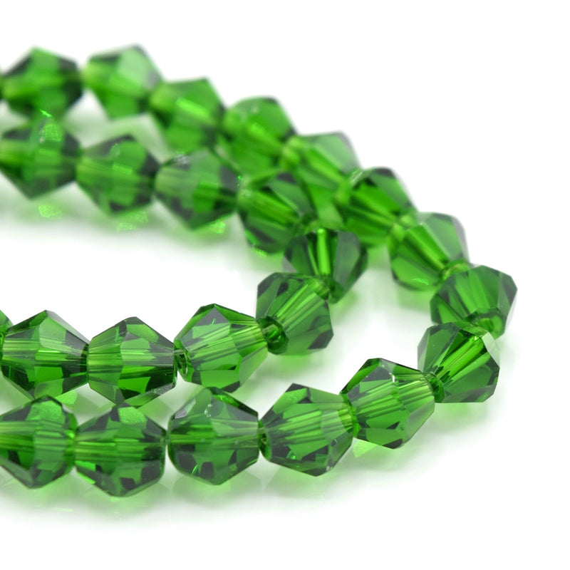Faceted Bicone Glass Beads - Green