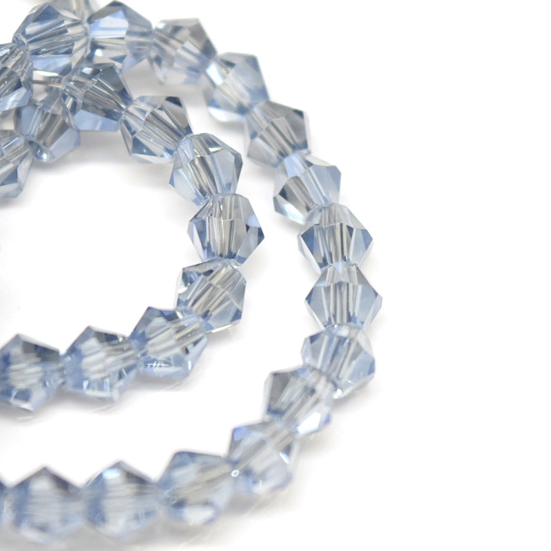 STAR BEADS: 115 x Faceted Bicone Glass Beads 4mm - Grey / Light Blue - Bicone Beads