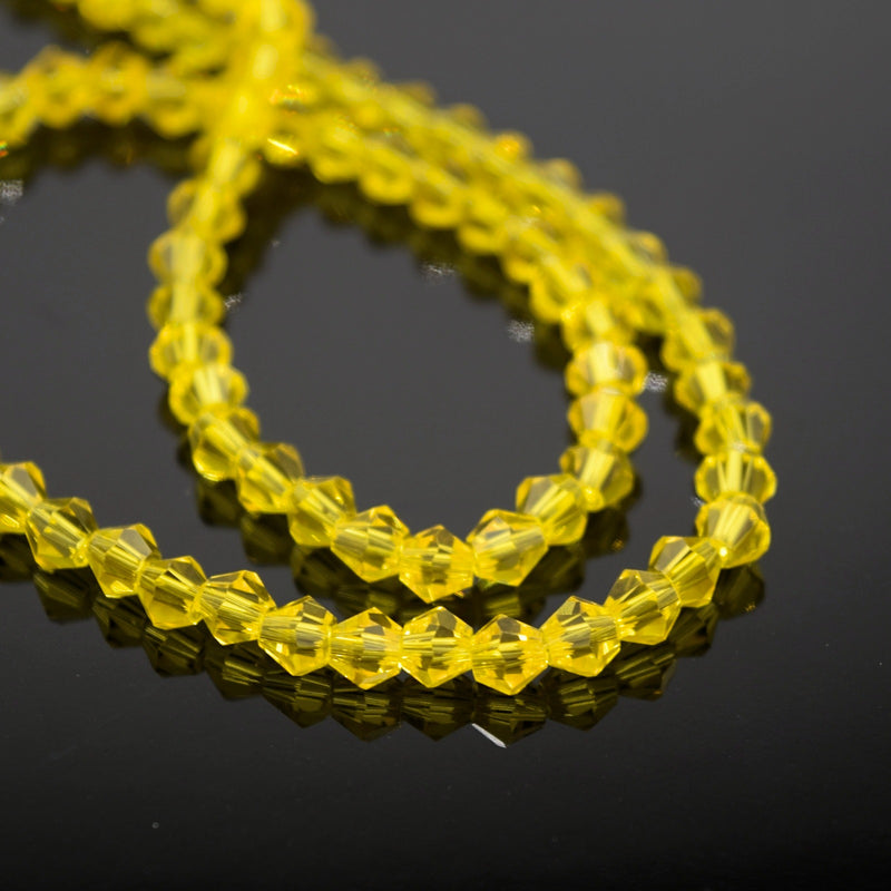 Faceted Bicone Glass Beads - Yellow