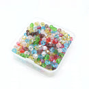 320 x Faceted Bicone Mixed Glass Beads 6x4mm - Red, Green, Aqua, Amethyst