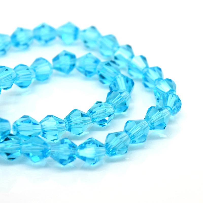 STAR BEADS: Faceted Bicone Glass Beads - Aquamarine - Bicone Beads