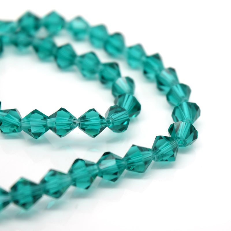 STAR BEADS: Faceted Bicone Glass Beads - Emerald - Bicone Beads