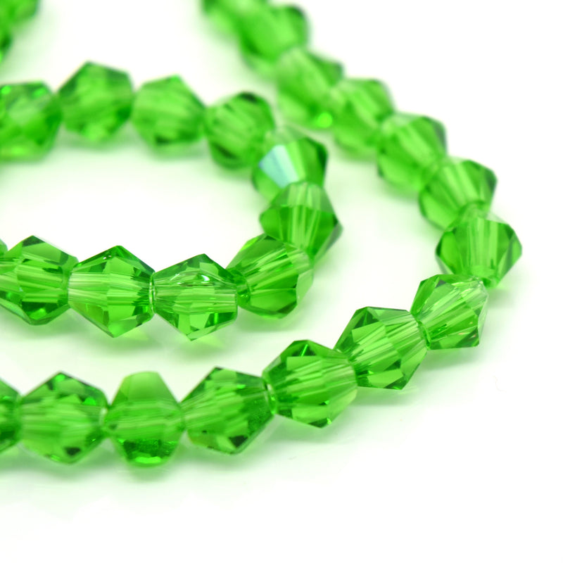 STAR BEADS: Faceted Bicone Glass Beads - Fern Green - Bicone Beads