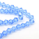 STAR BEADS: Faceted Bicone Glass Beads - Ice Blue - Bicone Beads