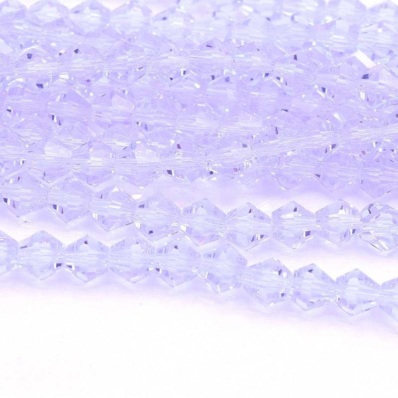 Faceted Bicone Glass Beads - Lilac