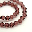 STAR BEADS: 40 x Faceted Bicone Glass Beads 8mm - Amethyst - Bicone Beads