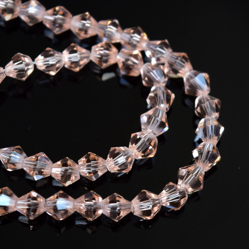 STAR BEADS: Faceted Bicone Glass Beads - Light Peach - Bicone Beads