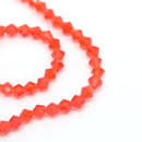 STAR BEADS: 115 x Faceted Bicone Glass Beads 4mm - Light Siam - Bicone Beads