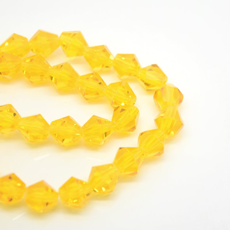 STAR BEADS: 40 x Faceted Bicone Glass Beads 8mm - Light Orange - Bicone Beads