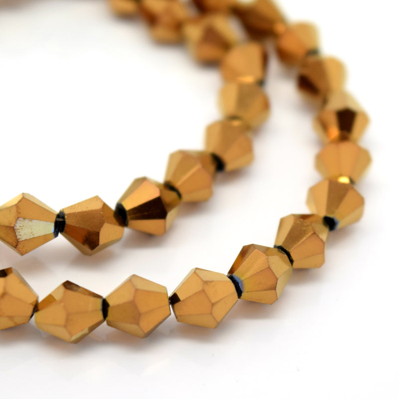 STAR BEADS: FACETED BICONE GLASS BEADS - METALLIC BRONZE - Bicone Beads