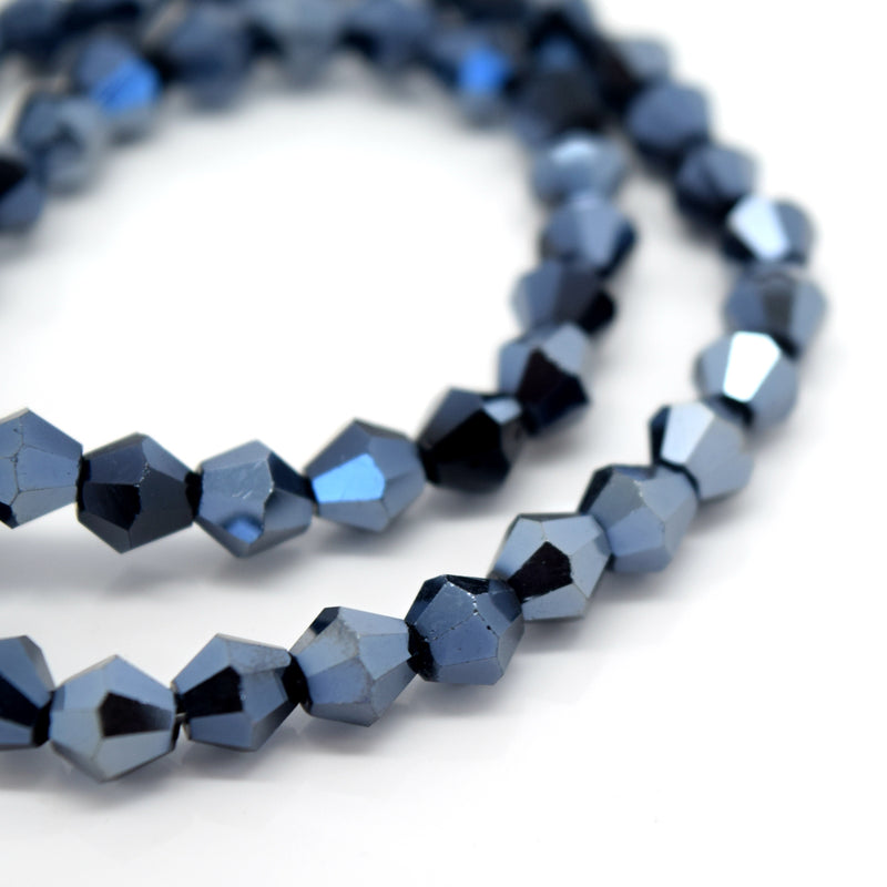 STAR BEADS: FACETED BICONE GLASS BEADS - METALLIC JET - Bicone Beads