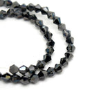 STAR BEADS: FACETED BICONE GLASS BEADS - SILVER / METALLIC JET - Bicone Beads