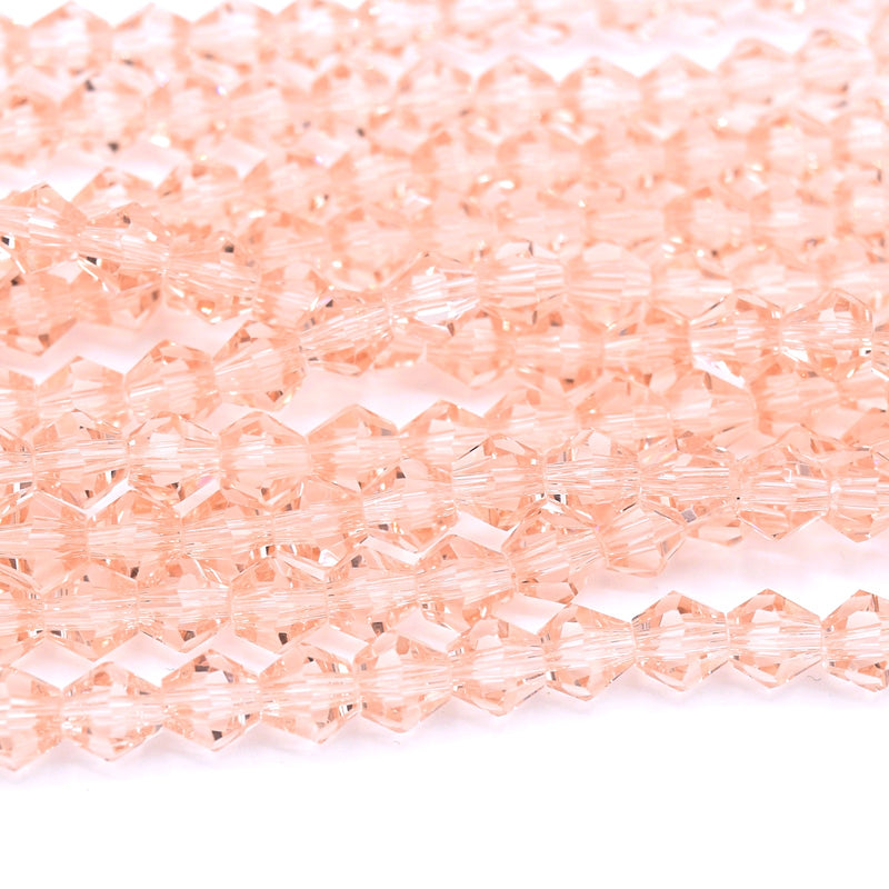 Faceted Bicone Glass Beads - Vintage Rose