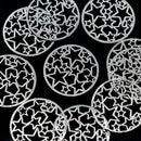 10 x Filigree Brass Round Stars Connectors 17.5mm - Silver Plated