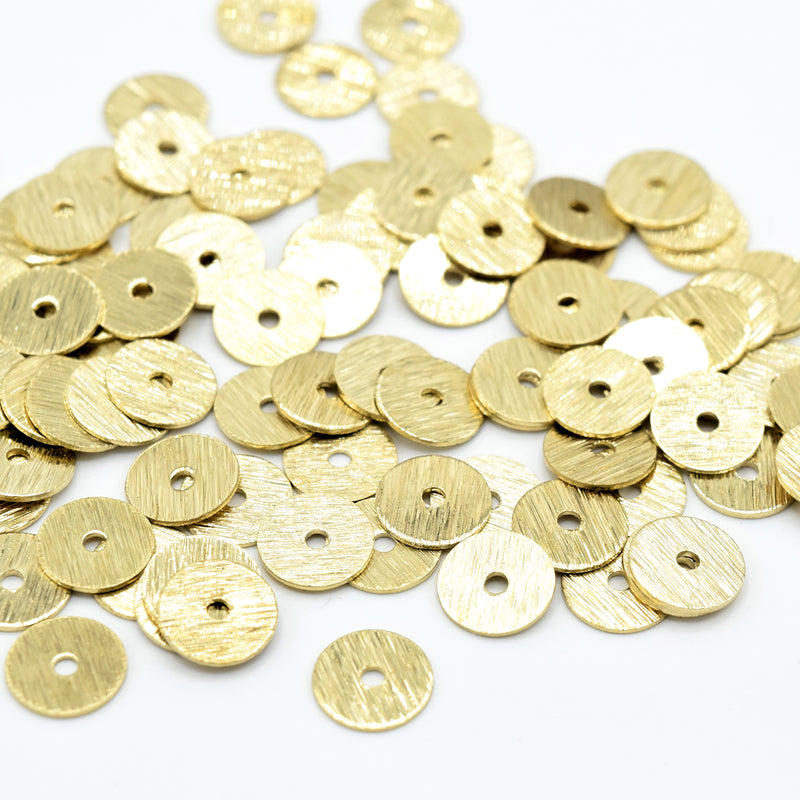 100 x Gold Plated Brass Round Heishi Spacer Beads 6mm
