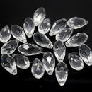 STAR BEADS: 20 x Faceted Glass Briolette Pendants 20x10mm - Clear - Briolette Pendants