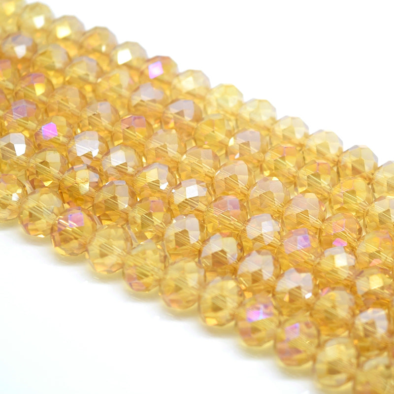 Faceted Rondelle Glass Beads - Champagne AB