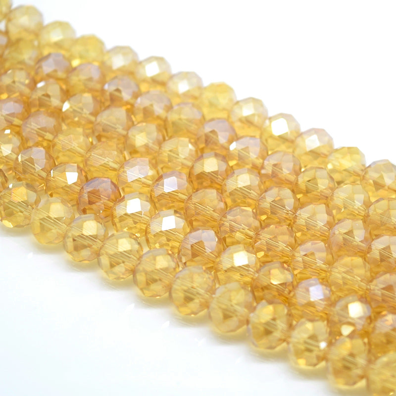 Faceted Rondelle Glass Beads - Champagne Lustre