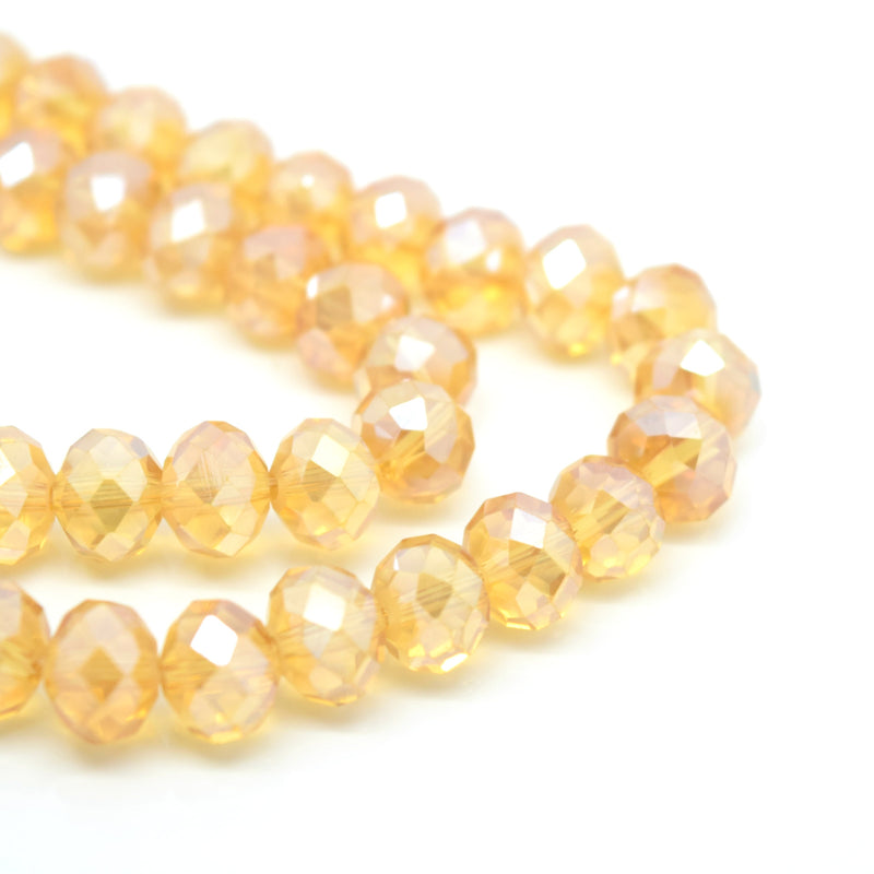 STAR BEADS: FACETED RONDELLE GLASS BEADS - CHAMPAGNE LUSTRE - Rondelle Beads