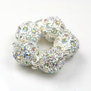 STAR BEADS: 5 x Rhinestone Silver Magnetic Clasps - Round 10mm AB - Jewellery Findings
