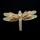 2 x Filigree GP Connectors With Rhinestones - Dragonfly 34x51mm