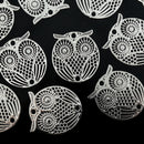 5 x Filigree Brass Owl Connectors 19x18mm - Silver Plated