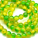 CRACKLE GLASS ROUND BEADS 4MM, 6MM, 8MM, 10MM - PICK COLOUR
