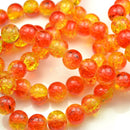 CRACKLE GLASS ROUND BEADS 4MM, 6MM, 8MM, 10MM - PICK COLOUR
