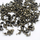 STAR BEADS: 200 x Brass Crimp Cover Tip Beads 4x8mm - Antique Bronze - End Beads