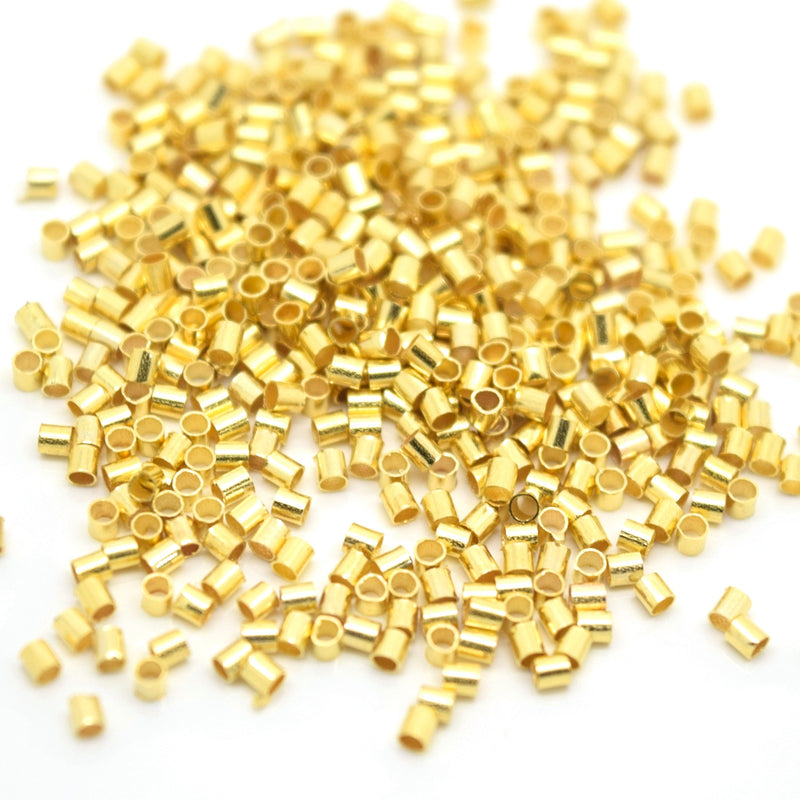 1,000 x 1.5mm Tube Crimp Beads  - Gold Plated