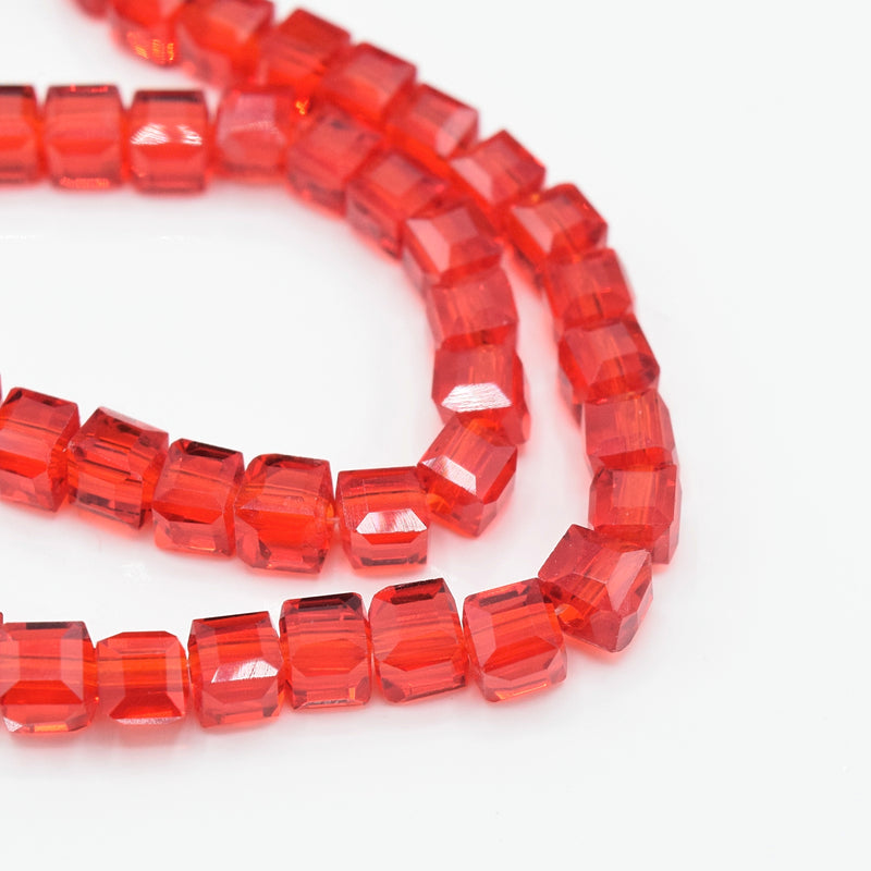 198 x Faceted Cube Glass Beads 4mm - Light Siam