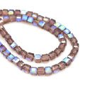Faceted Cube Glass Beads - Amethyst AB