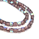 Faceted Cube Glass Beads - Amethyst AB