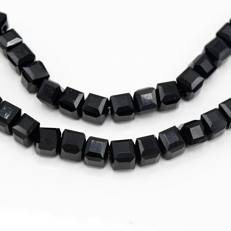 198 x Faceted Cube Glass Beads 4mm - Jet