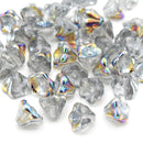 Czech Pressed Glass Bell Flower Beads 6x8mm (60pcs) - Silver AB