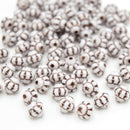 Czech Pressed Glass Daisy Bicone Spacer Beads 6mm (120pcs) - White / Topaz