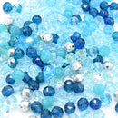 Czech Fire Polished Mix Faceted Glass Round Beads Pick Size - Aquamarine