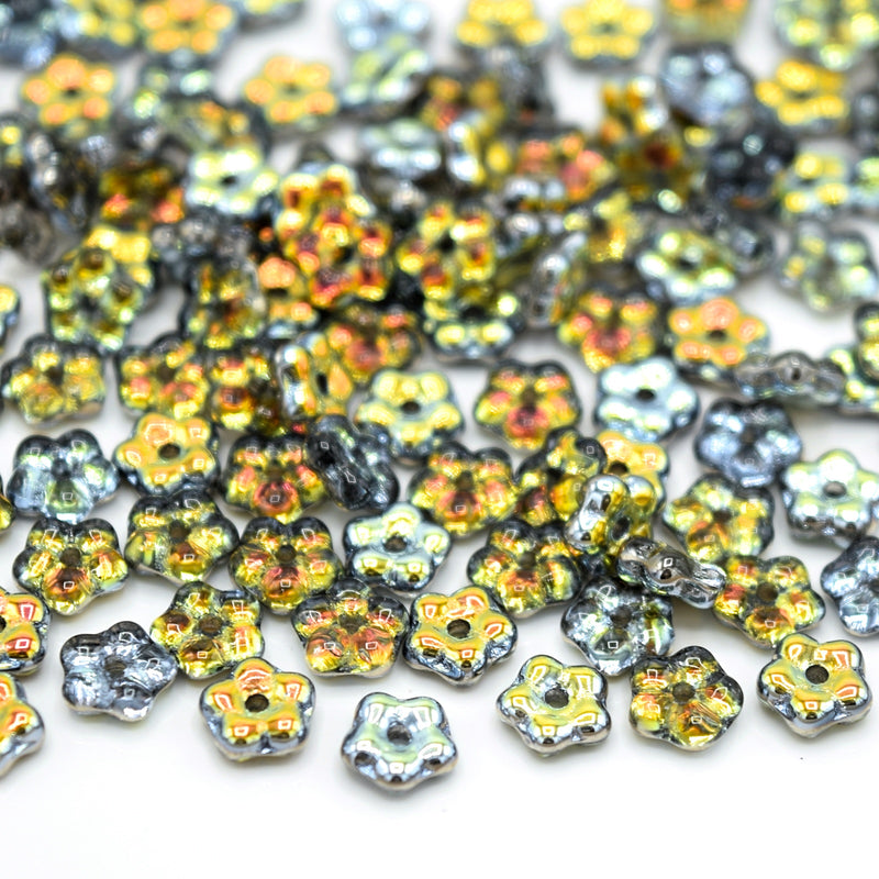 Czech Glass Flower Spacer Beads 5mm (120pcs) - Silver / Gold / Bronze