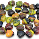 Czech Pressed Glass Heart Beads 11.5x11.5mm (30pcs) - Red / Blue / Yellow / Green