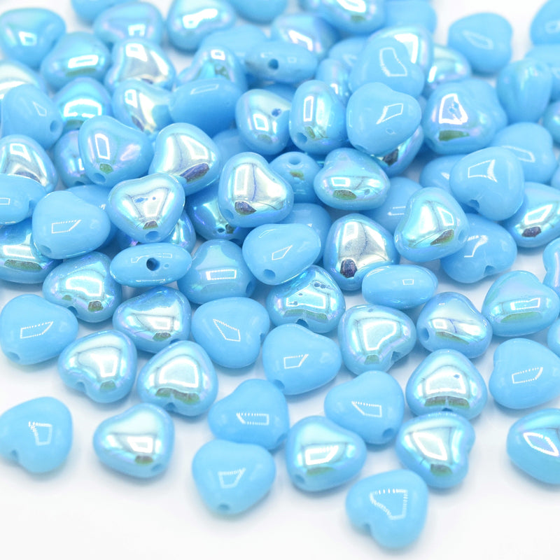 Czech Pressed Glass Heart Beads 6x6mm (60pcs) - Opaque Blue AB