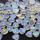 Czech Pressed Glass Leaf Beads 9mm (50pcs) - Light Grey AB