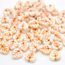 Czech Pressed Glass Leaf Beads 9mm (50pcs) - White / Orange
