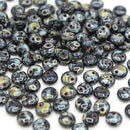 Czech Pressed Glass Lentil Beads 6mm (60pcs) - Black Picasso